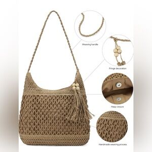 In beautiful condition Kiss Sea Straw Packable Large Mesh Beach Bag